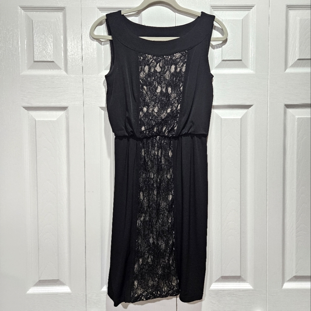 Enfocus Studio Black & Tan Lace Dress